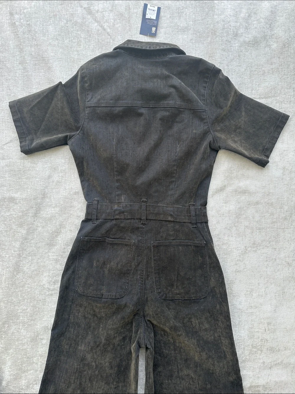 Universal Thread Jumpsuit Zip Stretch Velvety Flockd Denim Women's (4) NWT